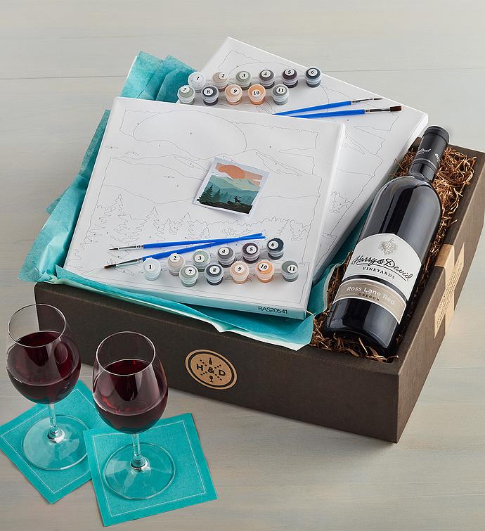 DIY Painting Set with Red Wine - 2 Canvases